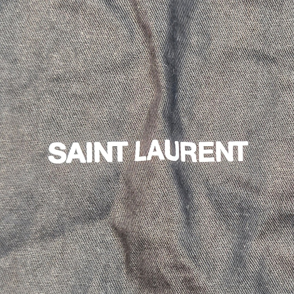 Saint Laurent Set of 2 Black Cotton Drawstring Shoe Dust Bags Logo 13.5x9.5